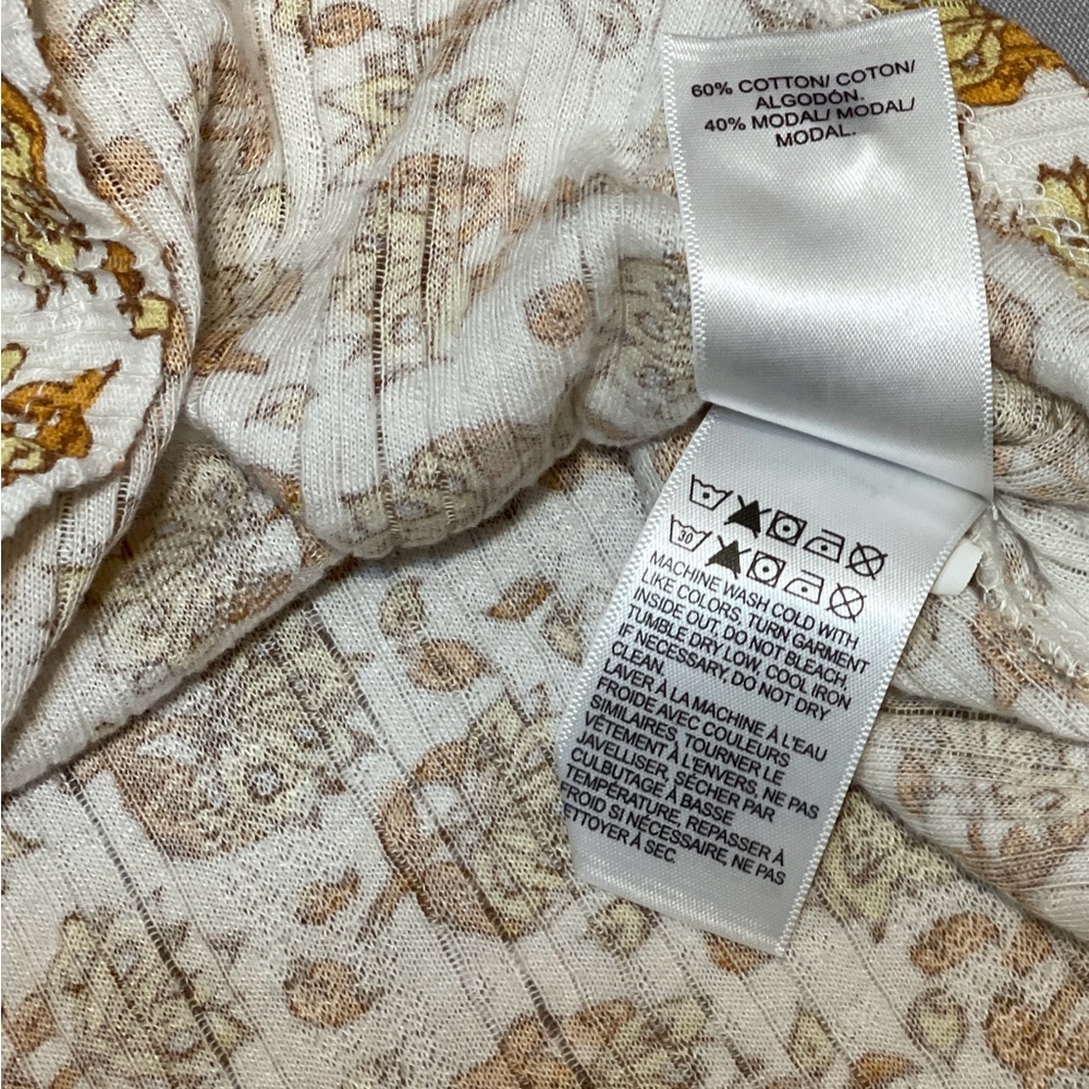 Lucky Brand Women Floral Shirt Sleeveless Tasseled Sz Small Summer Boho Peasant - Picture 7 of 10